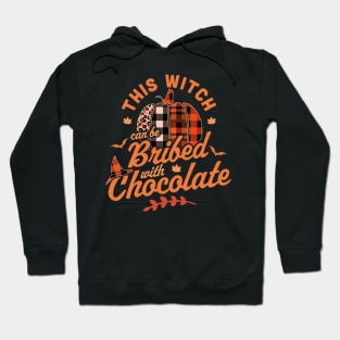 This Witch Can Be Bribed With Chocolate Halloween Fall Plaid Hoodie